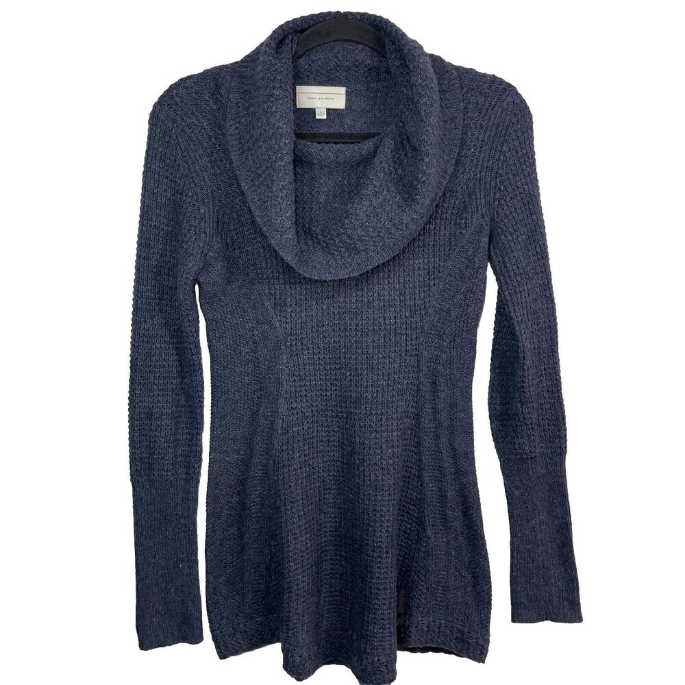 Anthropologie angel of the north womans sweater small blue turtleneck Cowl Neck